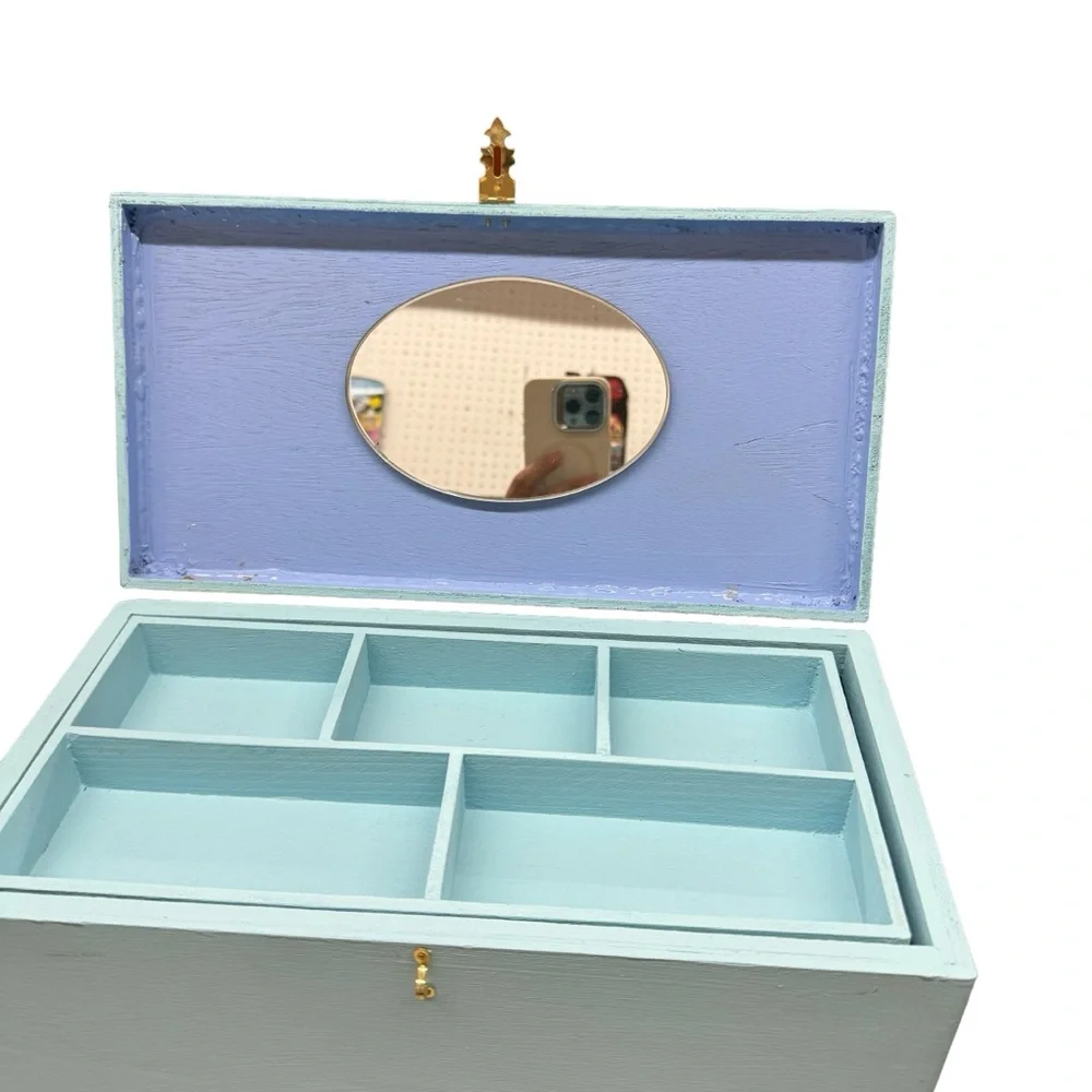 Beautiful Light Blue Jewelry Box Hand Crafted New